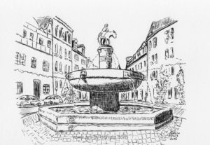 Eselsbrunnen, Halle (Saale), Sabine Schulz, Tusche, Tusche Verlag, Zeichnung
