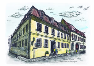 Händelhaus, farbig, Halle (Saale), Sabine Schulz, Tusche, Tusche Verlag, Zeichnung