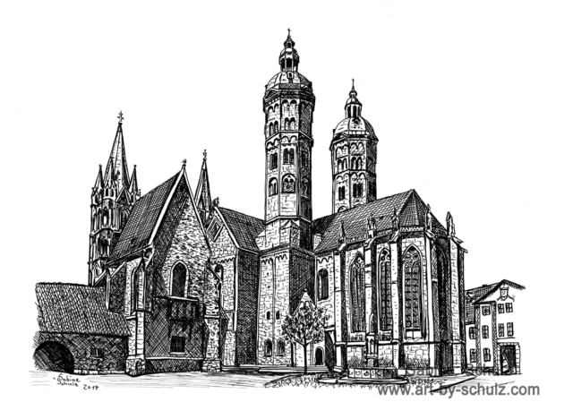 Naumburg, Dom, Tusche, Sabine Schulz, Verlag, Grafik