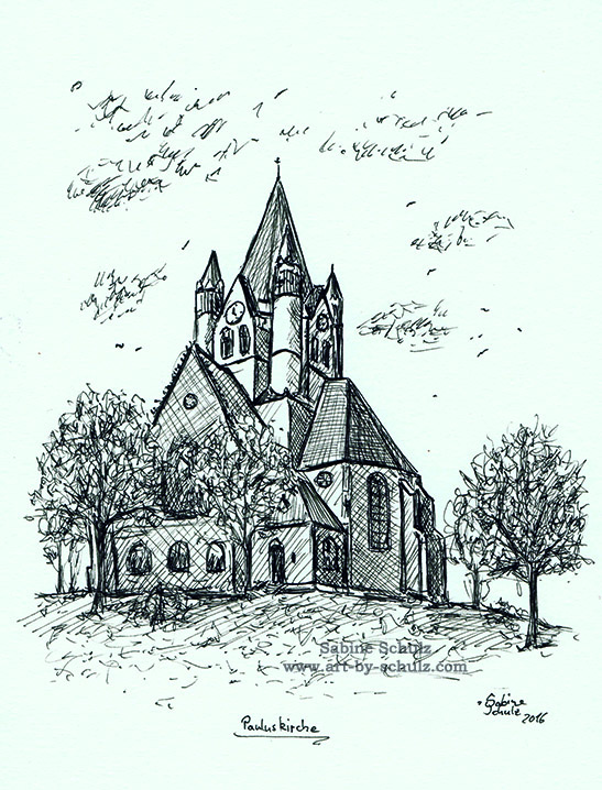 Pauluskirche, Halle (Saale), Sabine Schulz, Tusche, Tusche Verlag, Zeichnung