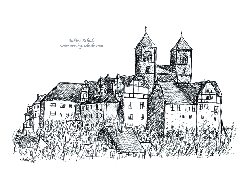 Quedlinburg, Sabine Schulz, Tusche, Tusche Verlag, Zeichnung