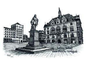 Händel, Sabine Schulz, Tusche, Ratshof, Grafik, Halle (Saale), Marktplatz