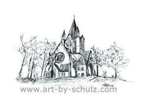 Pauluskirche, Halle (Saale), Sabine Schulz, Tusche, Tusche Verlag, Zeichnung