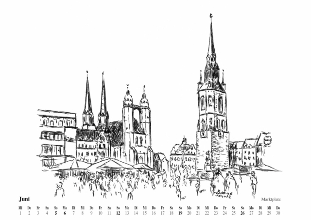 Marktplatz Halle, Zeichnung